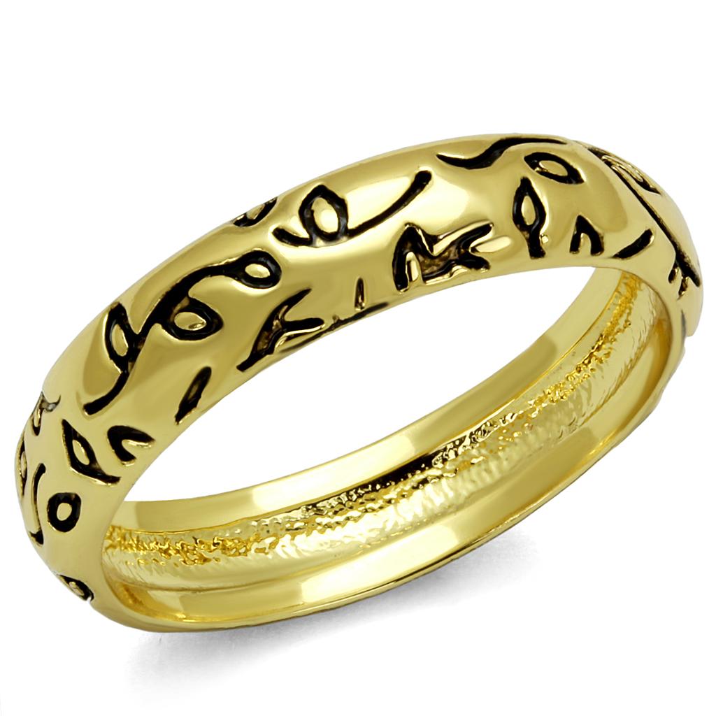 MALO4106 - Gold Brass Ring with Epoxy  in Jet