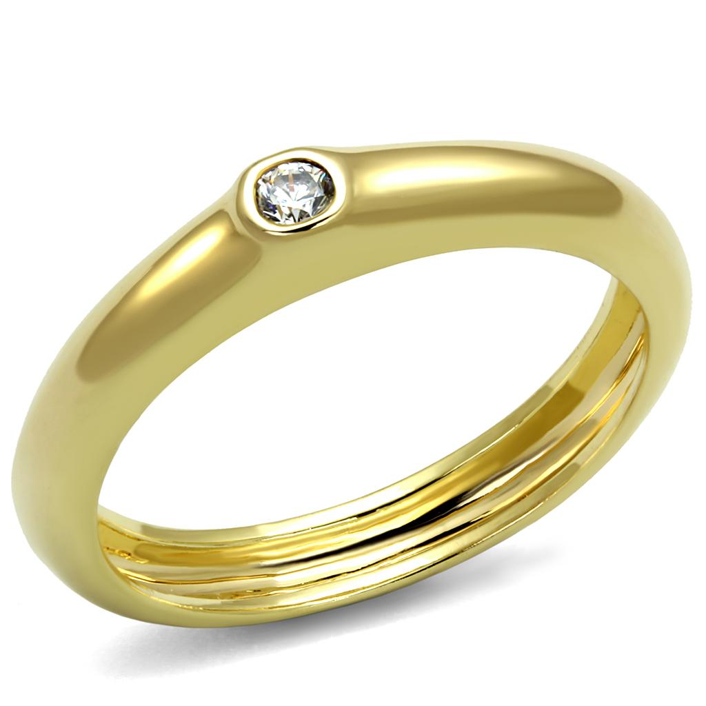 MALO4107 - Gold Brass Ring with AAA Grade CZ  in Clear