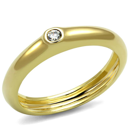 MALO4107 - Gold Brass Ring with AAA Grade CZ  in Clear