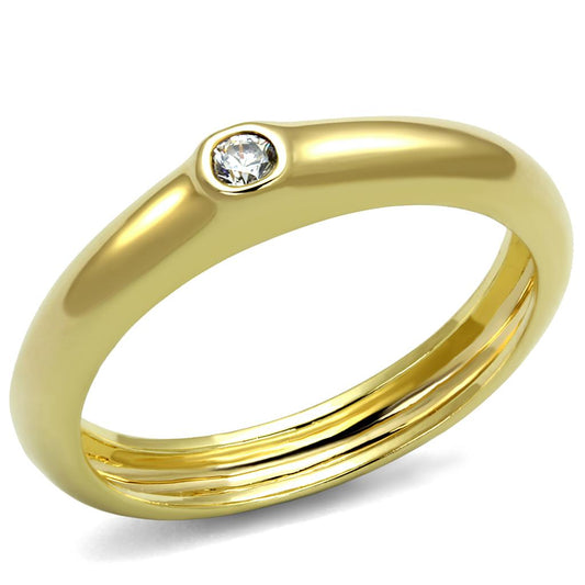 MALO4107 - Gold Brass Ring with AAA Grade CZ  in Clear