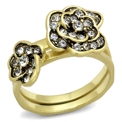 MALO4111 - Antique Copper Brass Ring with Top Grade Crystal  in Clear