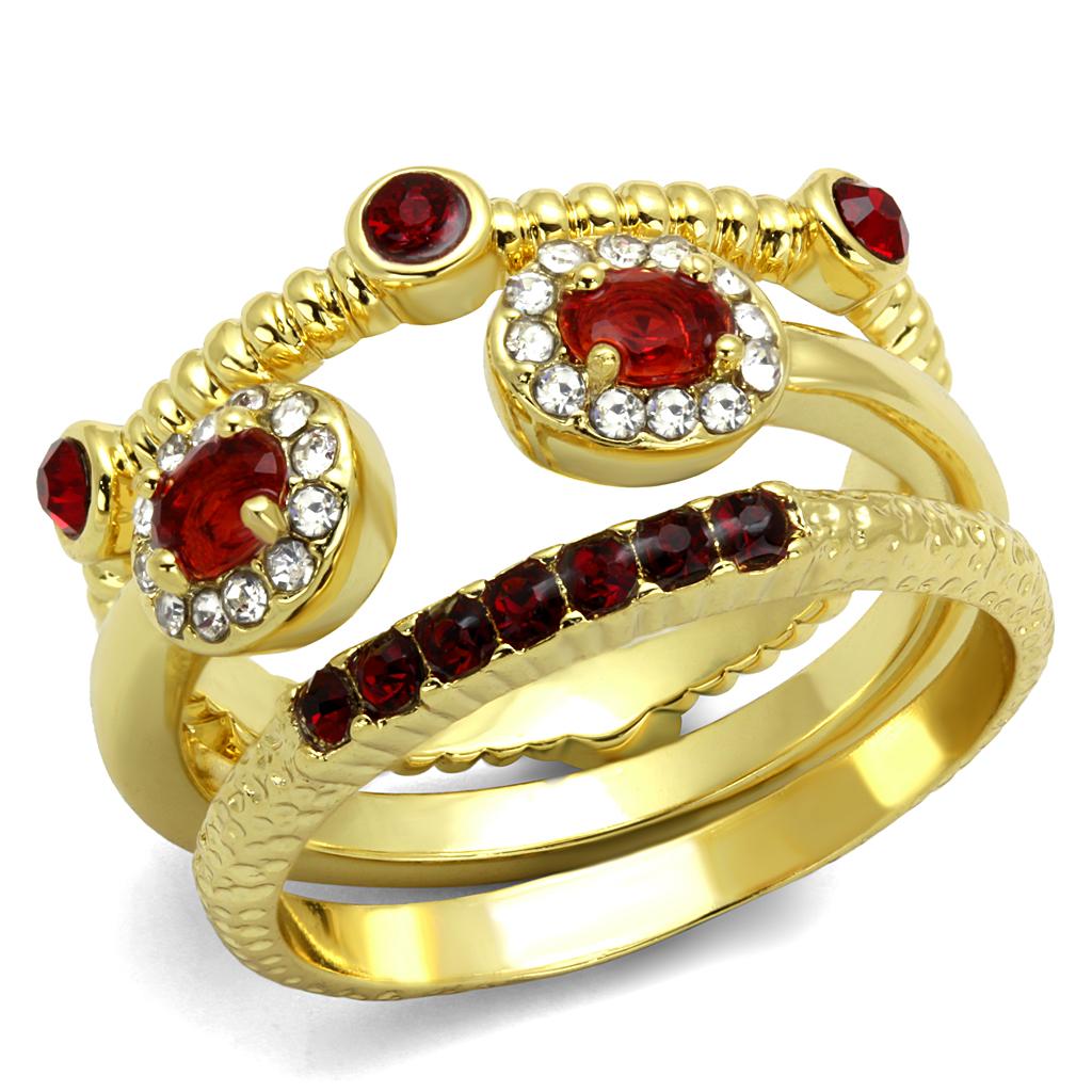 MALO4116 - Gold Brass Ring with Top Grade Crystal  in Siam