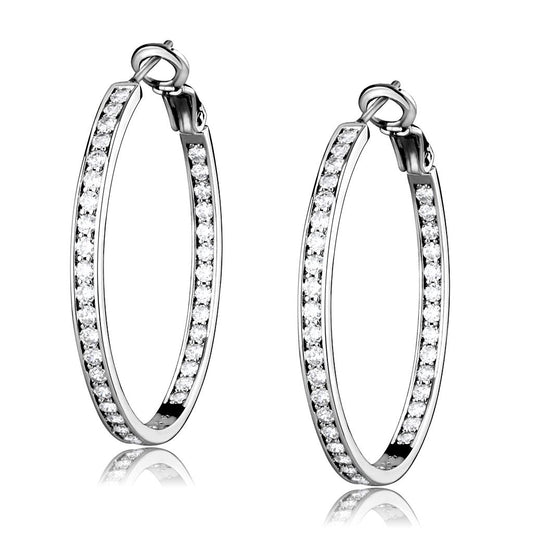 MALO4119 - Rhodium Brass Earrings with AAA Grade CZ  in Clear
