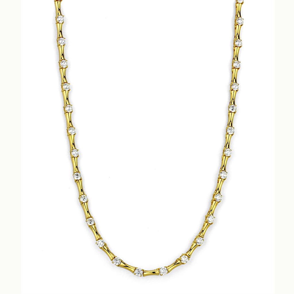 MALO4123 - Gold Brass Necklace with AAA Grade CZ  in Clear