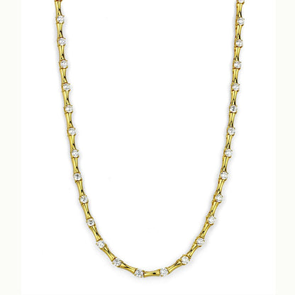 MALO4123 - Gold Brass Necklace with AAA Grade CZ  in Clear