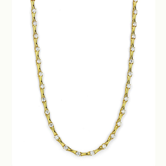 MALO4123 - Gold Brass Necklace with AAA Grade CZ  in Clear