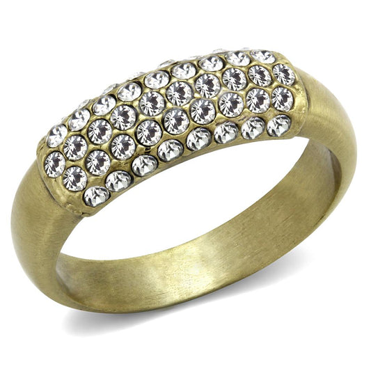 MALO4125 - Antique Copper Brass Ring with Top Grade Crystal  in Clear