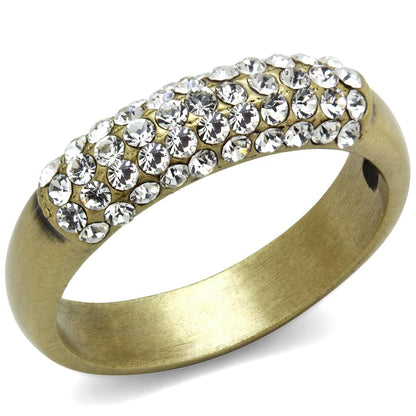 MALO4126 - Antique Copper Brass Ring with Top Grade Crystal  in Clear