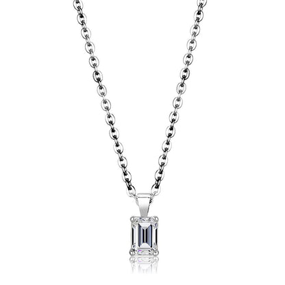 MALO4127 - Rhodium Brass Chain Pendant with AAA Grade CZ  in Clear