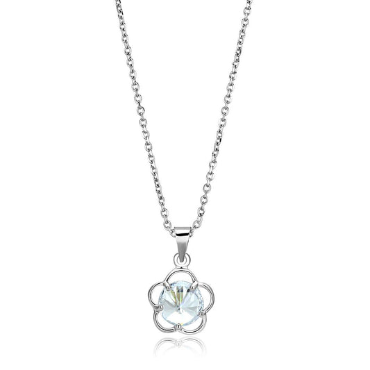 MALO4143 - Rhodium Brass Chain Pendant with AAA Grade CZ  in Clear