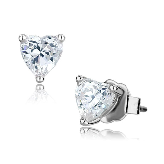 MALO4170 - Rhodium Brass Earrings with AAA Grade CZ  in Clear