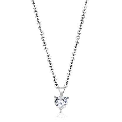 MALO4171 - Rhodium Brass Chain Pendant with AAA Grade CZ  in Clear