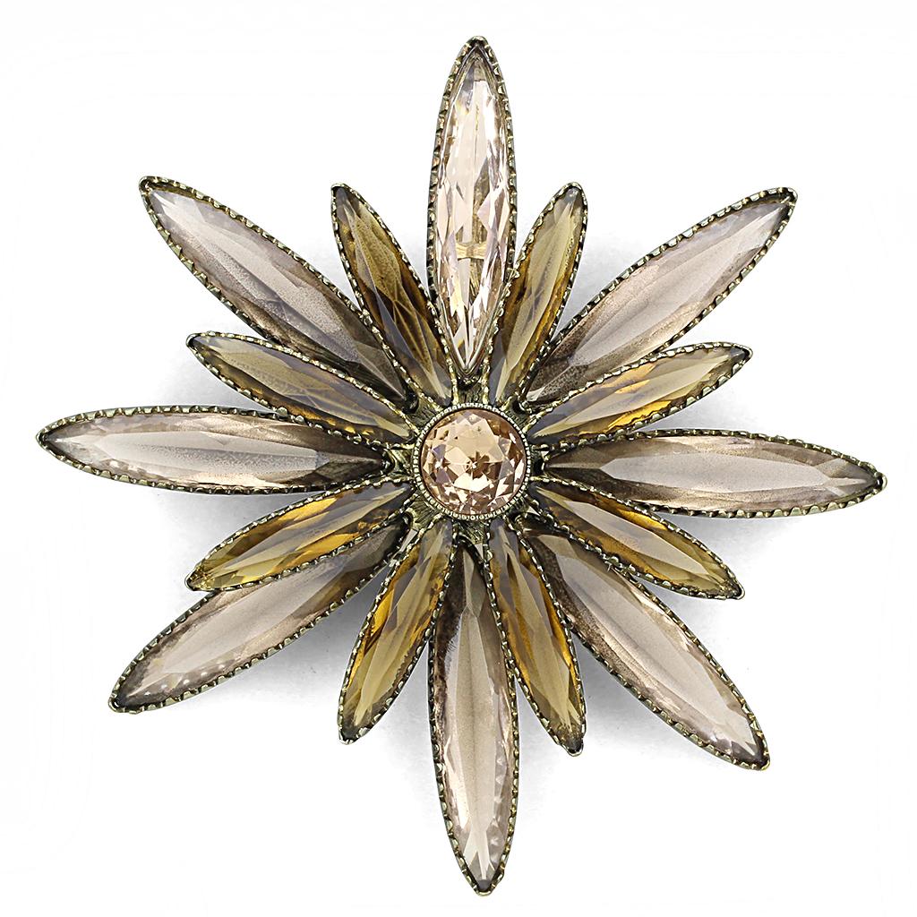 MALO4176 - Antique Copper Brass Brooches with Synthetic Synthetic Glass in Champagne