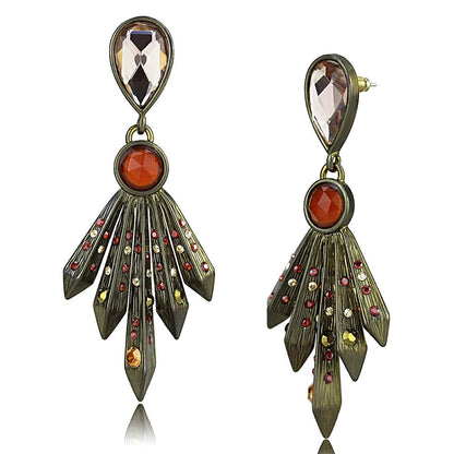 MALO4180 - Antique Copper Brass Earrings with Synthetic Synthetic Glass in Champagne