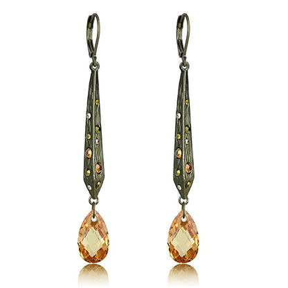 MALO4189 - Antique Copper Brass Earrings with Top Grade Crystal  in Champagne