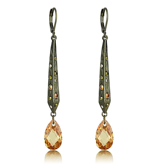 MALO4189 - Antique Copper Brass Earrings with Top Grade Crystal  in Champagne
