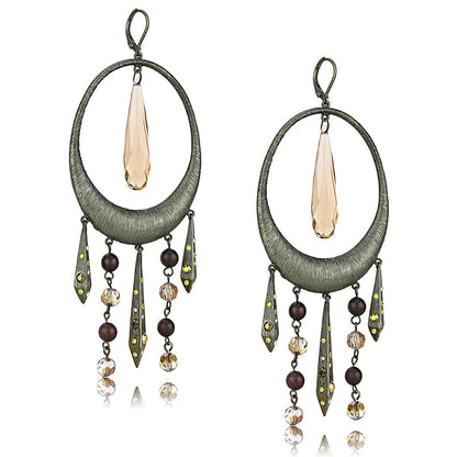 MALO4192 - Antique Copper Brass Earrings with Synthetic Synthetic Glass in Champagne