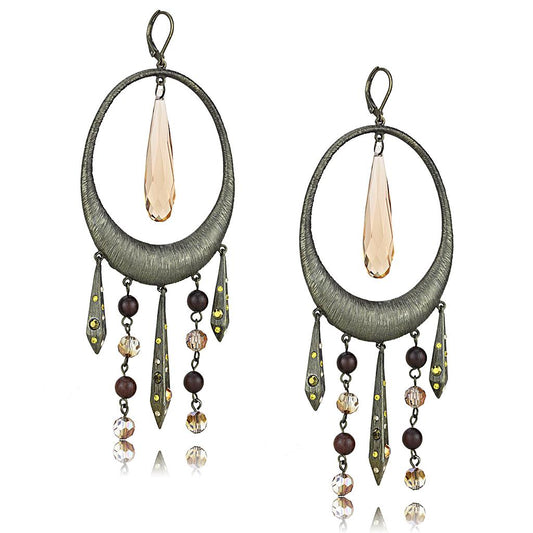 MALO4192 - Antique Copper Brass Earrings with Synthetic Synthetic Glass in Champagne