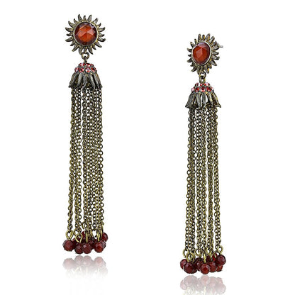 MALO4197 - Antique Copper Brass Earrings with Synthetic Onyx in Garnet