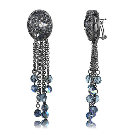 MALO4199 - TIN Cobalt Black Brass Earrings with AAA Grade CZ  in Clear