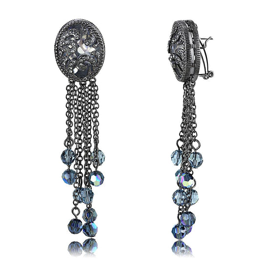 MALO4199 - TIN Cobalt Black Brass Earrings with AAA Grade CZ  in Clear