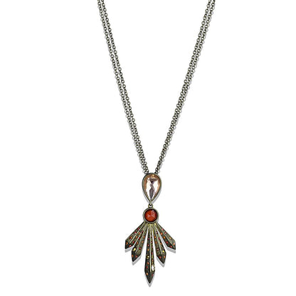 MALO4216 - Antique Copper Brass Necklace with Synthetic Synthetic Glass in Champagne