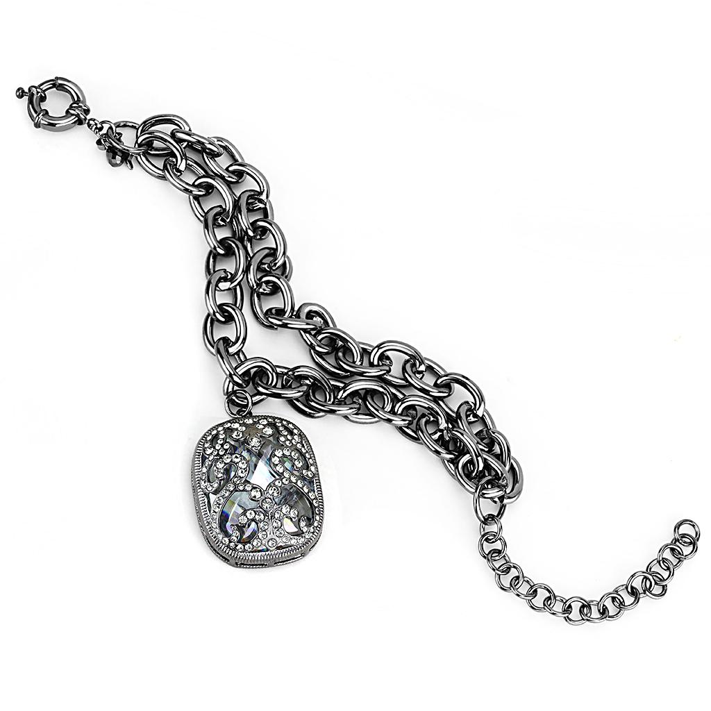 MALO4222 - TIN Cobalt Black Brass Bracelet with AAA Grade CZ  in Clear