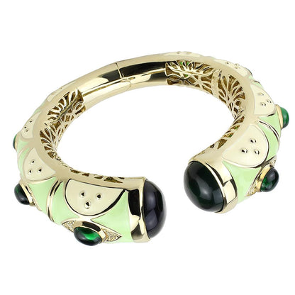 MALO4267 - Gold Brass Bangle with Synthetic  in Emerald