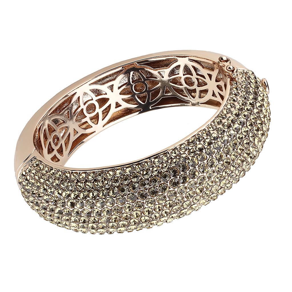 MALO4270 - Rose Gold+e-coating Brass Bangle with Top Grade Crystal  in Citrine Yellow