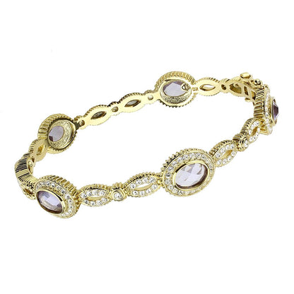 MALO4273 - Gold Brass Bangle with Synthetic  in Light Amethyst
