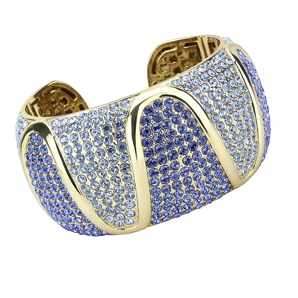 MALO4276 - Gold Brass Bangle with Top Grade Crystal  in Multi Color