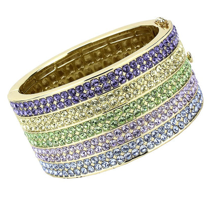 MALO4277 - Gold Brass Bangle with Top Grade Crystal  in Multi Color