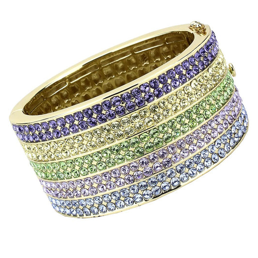 MALO4277 - Gold Brass Bangle with Top Grade Crystal  in Multi Color