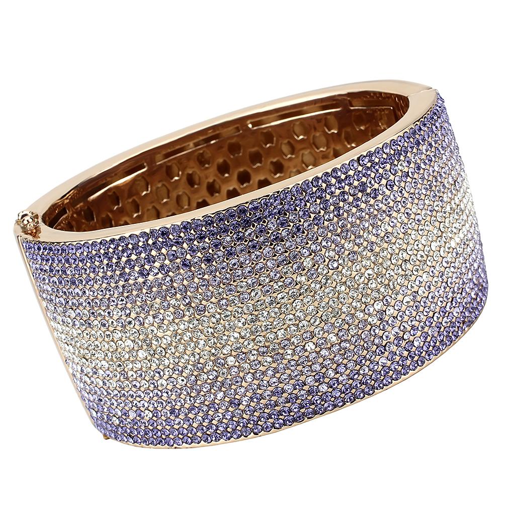 MALO4279 - Rose Gold+e-coating Brass Bangle with Top Grade Crystal  in Multi Color