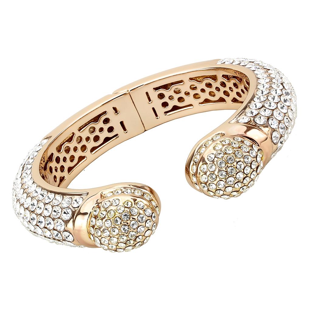 MALO4290 - Flash Rose Gold Brass Bangle with Top Grade Crystal  in Clear