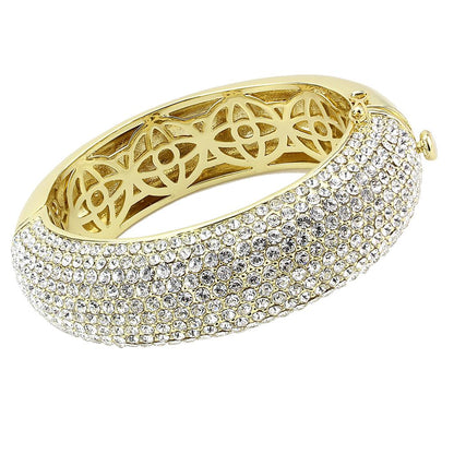 MALO4301 - Flash Gold Brass Bangle with Top Grade Crystal  in Clear