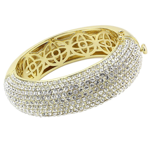 MALO4301 - Flash Gold Brass Bangle with Top Grade Crystal  in Clear