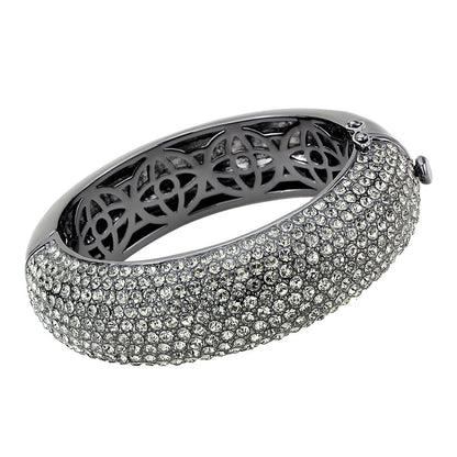 MALO4304 - TIN Cobalt Black Brass Bangle with Top Grade Crystal  in Black Diamond