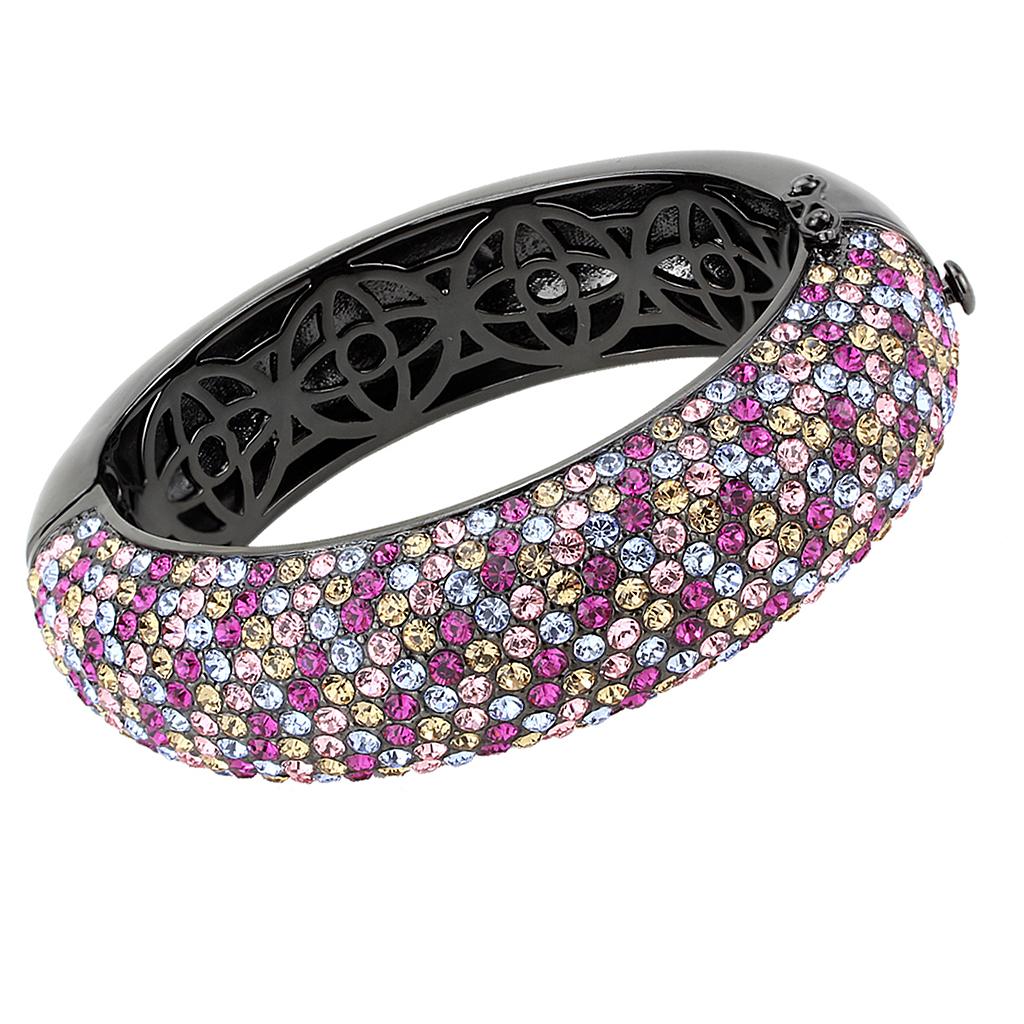 MALO4306 - TIN Cobalt Black Brass Bangle with Top Grade Crystal  in Multi Color