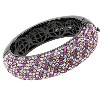 MALO4306 - TIN Cobalt Black Brass Bangle with Top Grade Crystal  in Multi Color