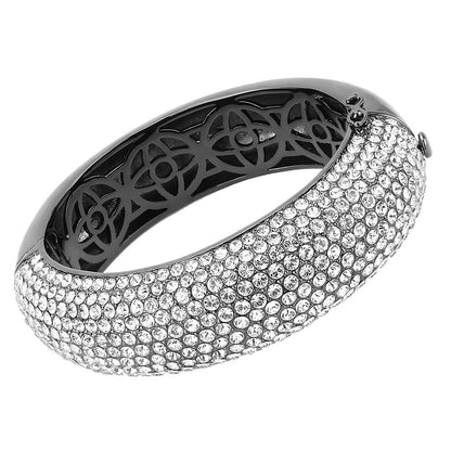 MALO4308 - TIN Cobalt Black Brass Bangle with Top Grade Crystal  in Clear