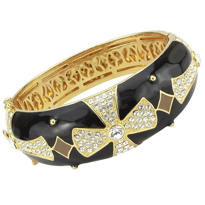 MALO4309 - Gold Brass Bangle with Top Grade Crystal  in Clear
