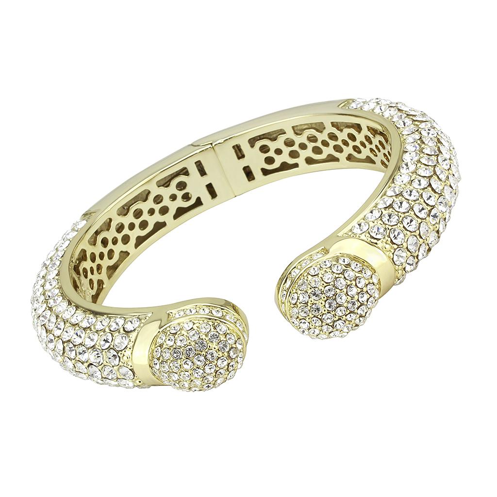 MALO4311 - Flash Gold Brass Bangle with Top Grade Crystal  in Clear