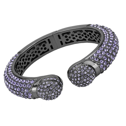 MALO4312 - TIN Cobalt Black Brass Bangle with Top Grade Crystal  in Tanzanite