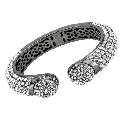 MALO4318 - Ruthenium Brass Bangle with Top Grade Crystal  in Clear