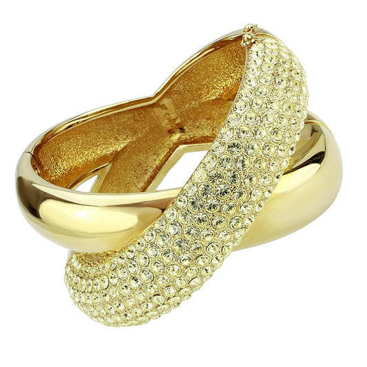 MALO4321 - Gold Brass Bangle with Top Grade Crystal  in Citrine Yellow