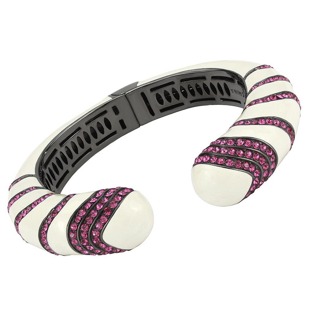 MALO4322 - TIN Cobalt Black Brass Bangle with Top Grade Crystal  in Fuchsia