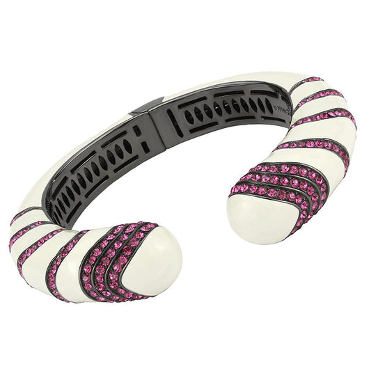 MALO4322 - TIN Cobalt Black Brass Bangle with Top Grade Crystal  in Fuchsia