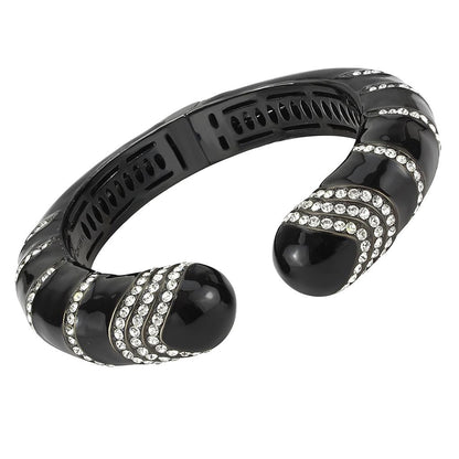 MALO4324 - TIN Cobalt Black Brass Bangle with Top Grade Crystal  in Clear