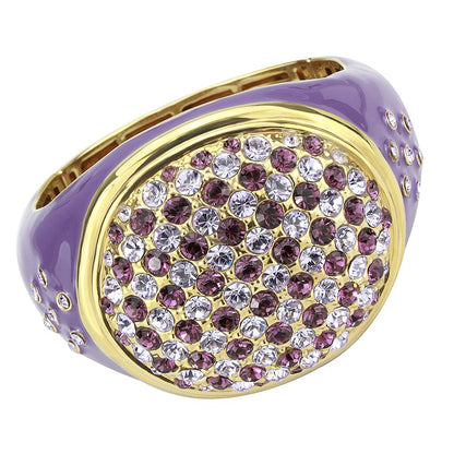 MALO4326 - Gold Brass Bangle with Top Grade Crystal  in Amethyst
